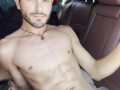 Young guy horny as fuck at beach in car