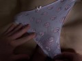 Sexy pussy rubbing and sexy cum on roommate's kinky panties