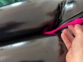 Girl in latex catsuit tied up and teased denial with vibrator