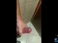 tight foreskin fun, cock ring in a public bathroom phimosis cock