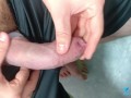 slow cum play on uncut cock! cock ring made it huge!!