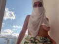 MUSLIM SLUT STRIP AND SUCK IN WHITE HIJAB