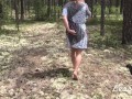 blonde pissing naked in the woods