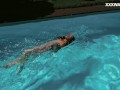 Big ass lazy teen Lia swims naked