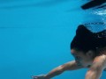 Big ass lazy teen Lia swims naked