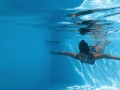 Big ass lazy teen Lia swims naked