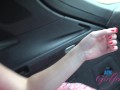 Getting roadhead from Mira Monroe in the backseat look how sexy and cute she is naked and sucking cock