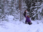 Sex in the winter forest while the snow is falling - RosenlundX - Vertical