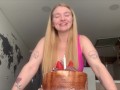 Big Ass sitting on cake for  Birthday party