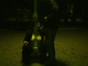 MILF 50+ golden shower in a public park