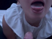 奥まで咥えさせられて「おちんぽ大好き♡」ごっくんしちゃうMのメガネ女子 cum in mouth gokkun