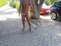 Fitness horny Couple Flaunts Nudity walking naked on Public Road - Sexy and Bold!