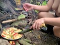 Pinay Outdoor Porn Harvest and Cooking Bamboo Shoots