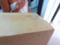 The delivery man recognizes me! We opened the PORNHUB GIFT BOX together and I FULFILLED his DREAM of