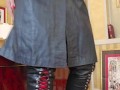#shorts leather boots and coat outfit check