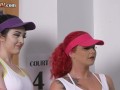 CFNM tennis ladies wank cock in group HJ