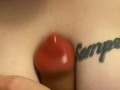 Big fat  dildo between these huge tits