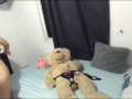 I was super horny so I fucked my teddy bear with the leash on.
