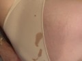 I jerk off looking at her ass and I cum on her panties