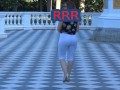 Public ass in white leggings