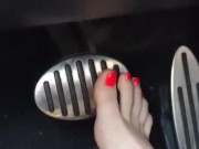 Hard driving (flipflops then kick em off & drive barefoot