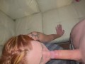 Slutty redhead stepsister gives me a sloppy deepthroat blowjob until I bust in her throat