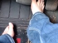 Driving to the store in a big truck & going inside and going home barefoot