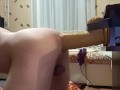 анал с большим дилдо))