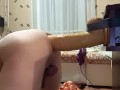 анал с большим дилдо))