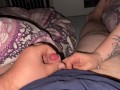 Cum explosion from edging handjob with long french nails *rock hard little cock*
