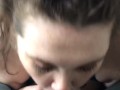 (MALE POV) Chubby Busty Brunette Deepthroats and Swallows