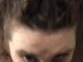(MALE POV) Chubby Busty Brunette Deepthroats and Swallows