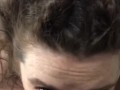 (MALE POV) Chubby Busty Brunette Deepthroats and Swallows