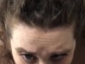 (MALE POV) Chubby Busty Brunette Deepthroats and Swallows