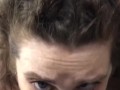 (MALE POV) Chubby Busty Brunette Deepthroats and Swallows