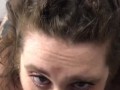 (MALE POV) Chubby Busty Brunette Deepthroats and Swallows