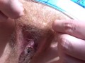 Blonde, hairy pussy showing on the balcony in the summer ( point on view, POV )