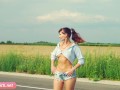 Doroga: Jeny Smith solo naked on the road. Teasing you