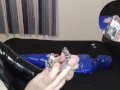 Femdom Goddess whips balls of mummified slave