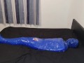 Femdom Goddess whips balls of mummified slave