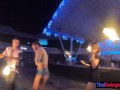 Amateur couple watches a fire show and has hot sex once back in the hotel