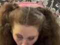BBW WITH PIGTAILS DEEPTHROAT BLOWJOB CUM IN MOUTH