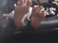Just a girl showing off her beautiful soles