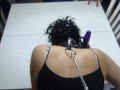 I'm fucking my bitch on the table with a dog leash
