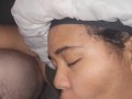 Ebony BBW Gives Sloppy Deepthroat and Gets Oral Creampie (She Keeps Sucking)