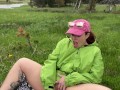 Horny Mature Milf uses Bear Spray to CUM in forrest