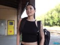 Public Agent - Japanese perfect Asian girl picked up outdoors and fucked raw in public train station ending with creampie