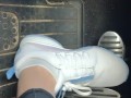 Pedal pumping in my sneakers while my mini Cooper is running
