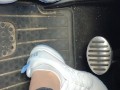 Pedal pumping in my sneakers while my mini Cooper is running