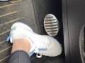 Pedal pumping in my sneakers while my mini Cooper is running
